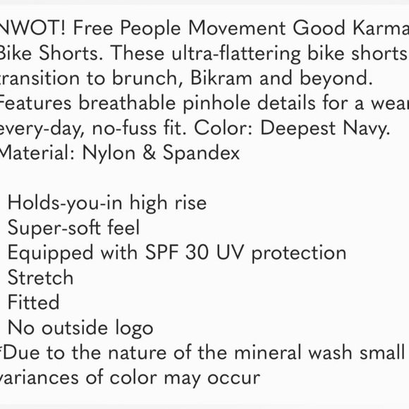 Free People Good Karma Biker Short Stretch Compression Navy NWOT Mid length XS/S - Picture 5 of 8